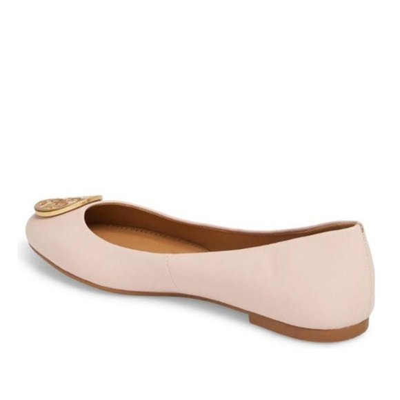 Tory Burch Benton Sea Pink Leather Gold Tone Ballet Flats Size 6 - Picture 3 of 9